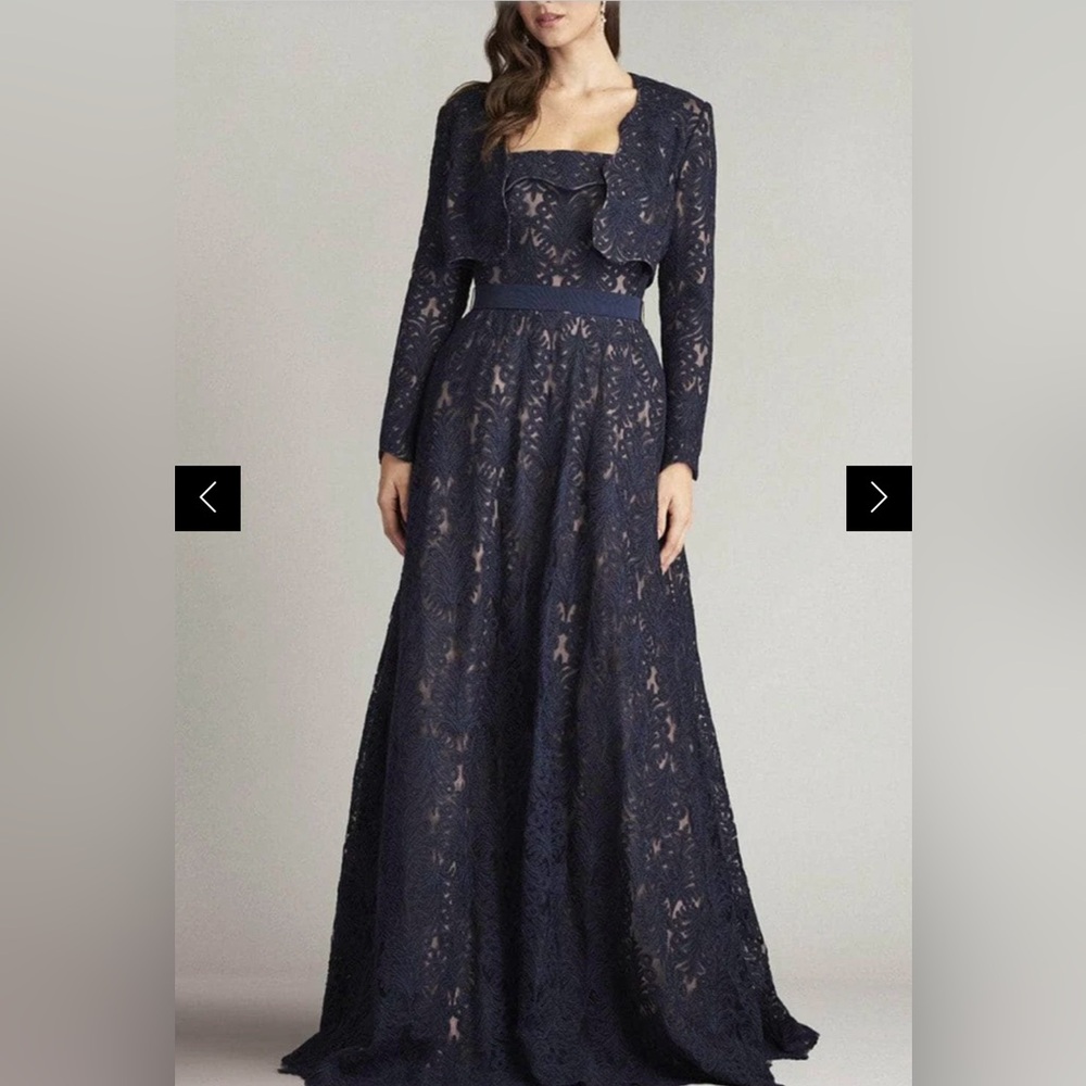 Tadashi Shoji Navy Long Sleeve Lace Dress
